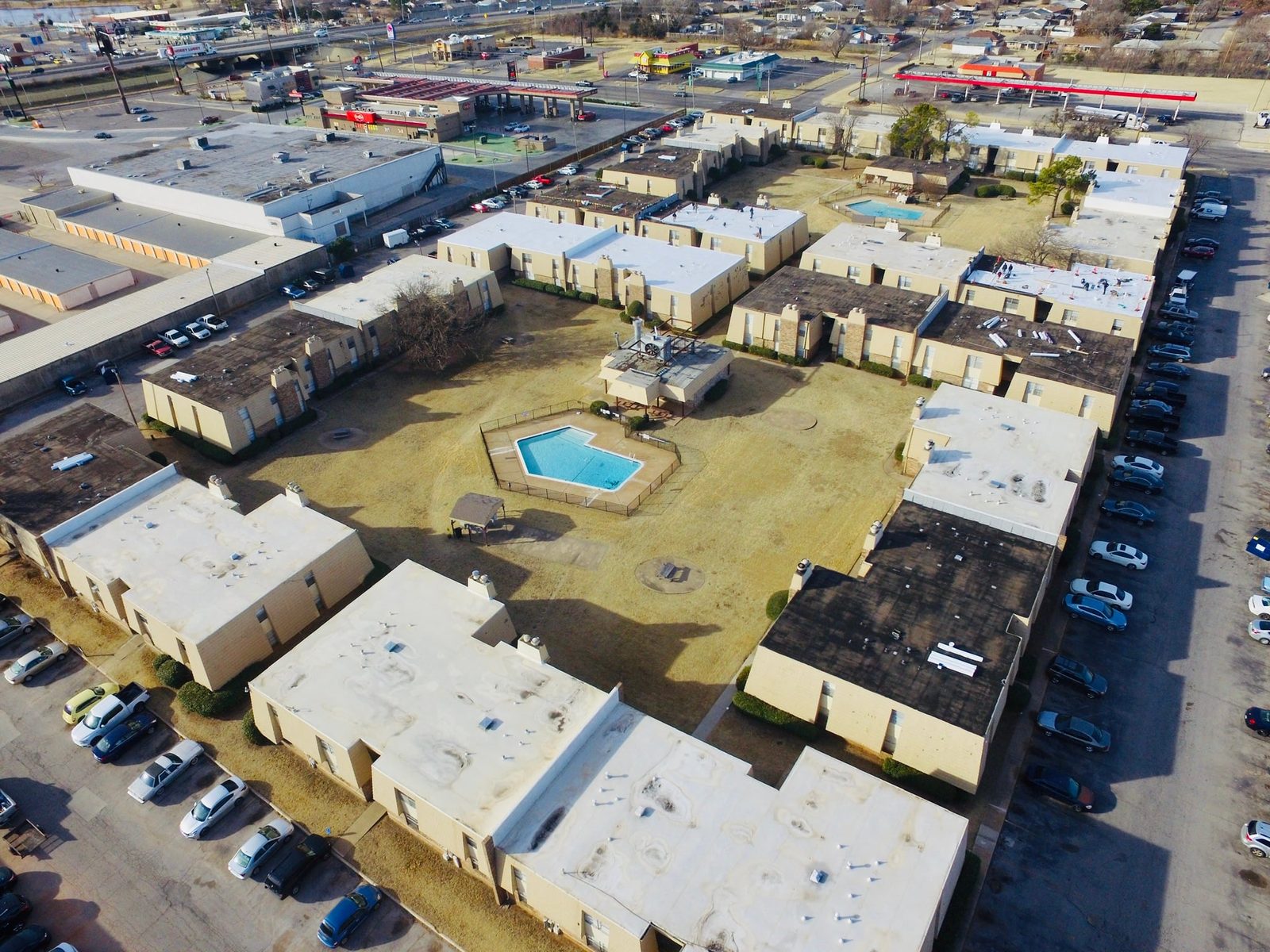 Aerial photo of a Precise Roofing project